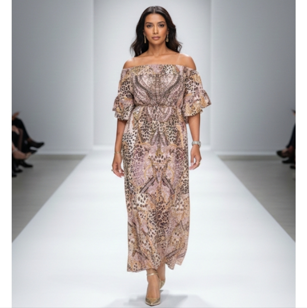 Chic Off-Shoulder Leopard Print Maxi Dress